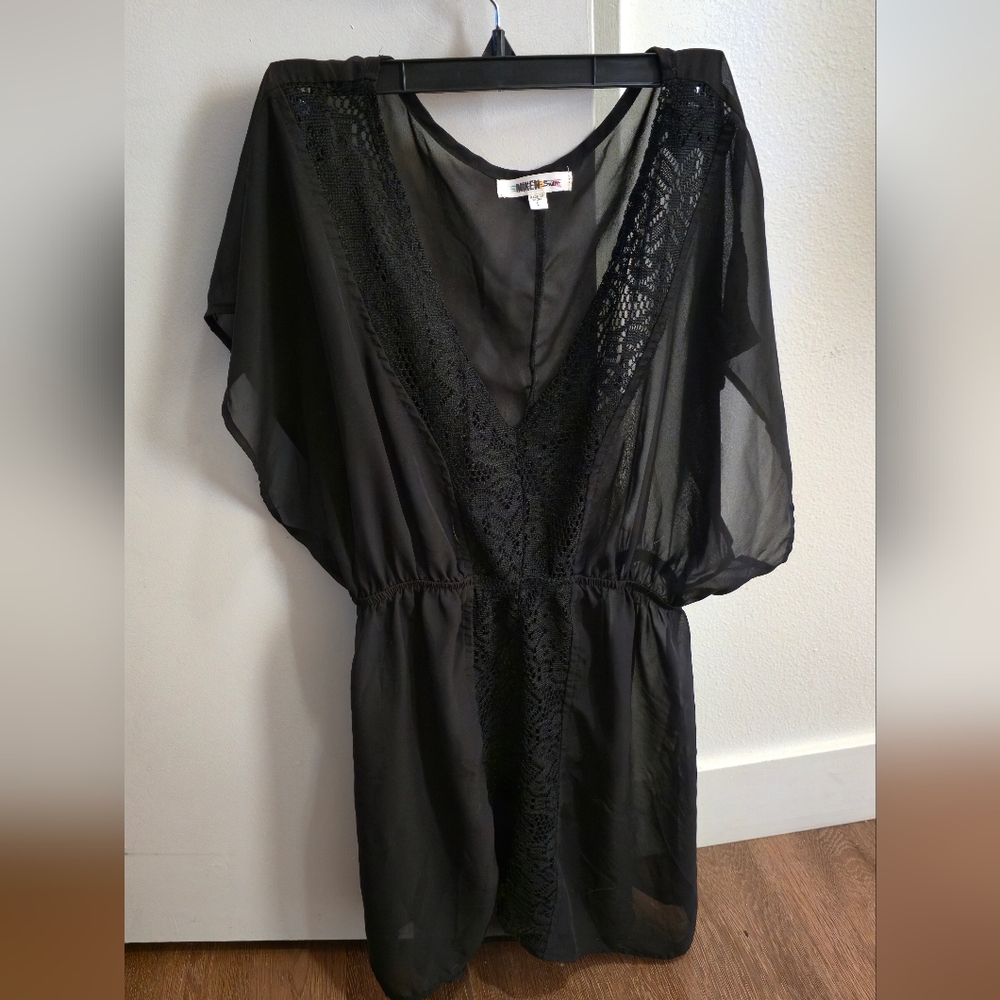Sheer Black Lace Pool Cover Lightweight